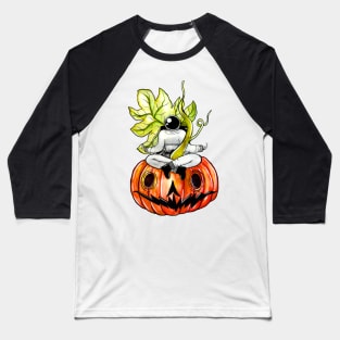 Astronaut meditating on a pumpkin Baseball T-Shirt